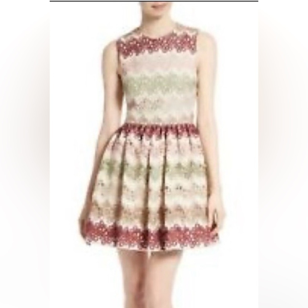 NWT Alice + Olivia Red and Green Lace dress. Size 10